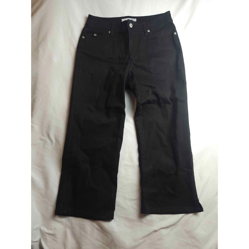 Chicos Crop Jeans Womens Size 0.5 Black Denim Quiet Luxury Minimalist Heritage